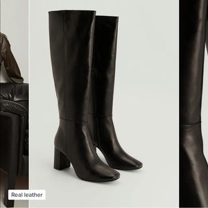 Leather knee high boots